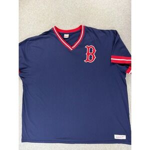 Boston Red Sox Stitched Logo Vintage Baseball Jersey (Men's 4XL Big) Blue